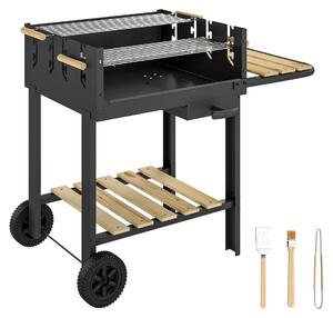 Barbecue a carbonella su carrello Outsunny con griglia regolabile in 4 posizioni