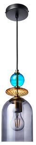 Lampada a sospensione TROPEA nero-turchese 1xE27x15W in vetro, dimensioni: 110x13x13 cm, IP20, Light Prestige