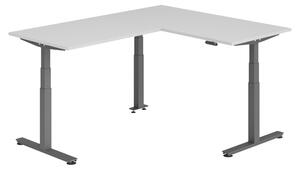 Scrivania angolare bümö regolabile elettricamente in altezza, forma a L - Struttura: grafite, decorazione: grigio, dimensioni: scrivania angolare 160 x 200 cm