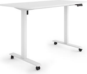 ESMART Germany ETX-121WW 140 x 70 cm Bianco Scrivania ergonomica in piedi/seduta su rotelle Regolabile elettricamente in altezza in modo continuo 78,5 - 128,5 cm 3x memoria Promemoria attività Avvio/arresto graduale