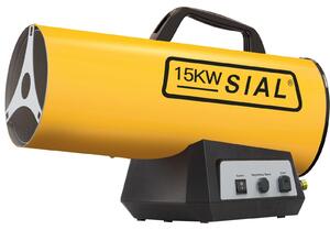 Ventilatore a gas da 15 kW con accensione piezoelettrica, colore giallo