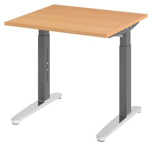Scrivania bümö serie XB - Decorazione: faggio, dimensioni: 80 x 80 cm, struttura: grafite/alluminio lucido