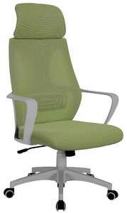Sedia da ufficio con supporto lombare, rivestita in tessuto a rete. Sedia da scrivania con funzione basculante, sedia girevole ergonomica con schienale regolabile e traspirante. Colore: grigio/verde