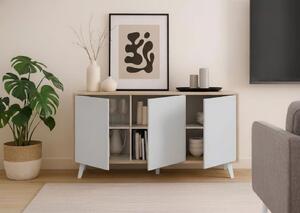 Credenza rovere e bianca moderna 153x39x72h cm 3 ante - Annina