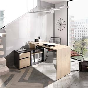 Scrivania angolare rovere e antracite 139x92cm con 1 cassetto - Andor