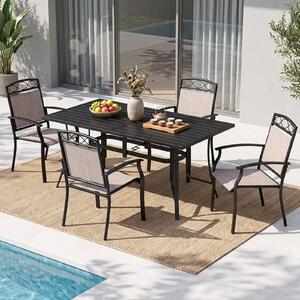 Costway Set da 2 sedie da giardino con schienale e braccioli poltrone ergonomiche, Sedie da terrazza in tessuto con ampia seduta