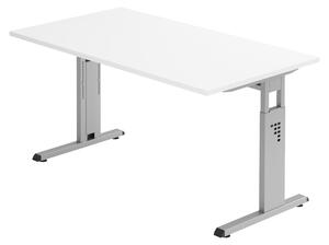 Scrivania della serie "O" di bümö - Finitura: bianco, struttura: argento, dimensioni: 140 x 80 cm