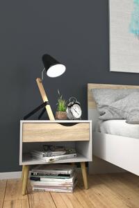 Comodino moderno bianco e quercia 50x39x49h cm - Lucina