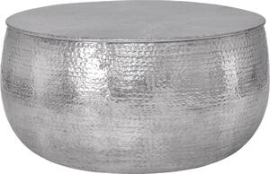 Tavolino WOMO-DESIGN Ø90x45 cm argento, aspetto martellato, tavolino fatto a mano, tavolino rotondo orientale per il soggiorno