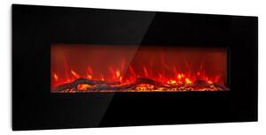 Stufa elettrica da parete con effetto fiamma LED, 1600 W, 128 cm, colore nero