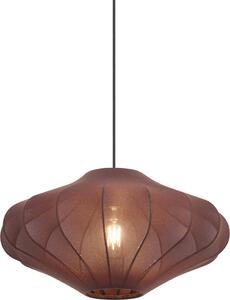 QAZQA - Lampada a sospensione Japandi I Lampada a sospensione I Lampada a sospensione marrone con paralume in tessuto 50 cm - Plu I Soggiorno I Camera da letto - Tessile rotondo - Adatto per LED E27