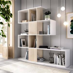 Libreria divisoria bianca lucida e rovere 145x145h cm - Ax