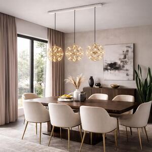 S.luce Atom LED Lampada a sospensione per tavolo da pranzo a 2-5 luci, barra da 160 cm, lampada a sospensione cromata con binario bianco, rotonda, allungata, a 4 luci