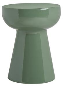 Tavolino ausiliario rotondo in metallo smaltato verde kaki D34 cm MOGOU