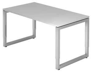 Scrivania della serie "R" di bümö: struttura color argento, finitura grigia, dimensioni 140 x 80 cm