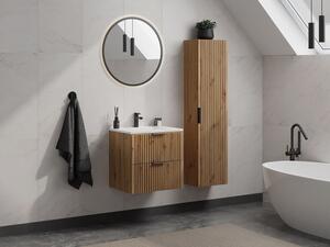 Colonna da bagno sospesa con scanalature H140 cm Naturale chiaro - ZEVARA