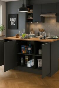 Isola centrale cucina design 155x90x90h cm antracite e rovere - Tartaro
