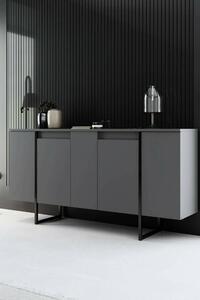 Credenza antracite e nera moderna 160x35x80h cm 4 ante - Arta