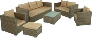 Gruppo di sedute Garden Pleasure Murcia, plastica nera, metallo, 6 pezzi