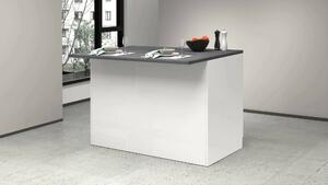 Isola cucina classica con piano snack 125x90x90h cm bianca lucida e ardesia - Analiza
