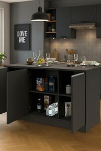 Isola cucina minimal con ante 155x90x90h cm antracite e ardesia - Tartaro