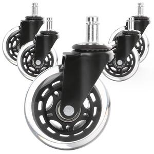 Ruote per sedie da ufficio, 11 mm x 22 mm, set da 5 pezzi, silenziose e antigraffio