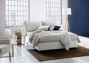 Letto Matrimoniale Contenitore 175x205x95h Imbottito in Tessuto Bianco Sfoderabile Made in Italy con Rete a Doghe – Anjin