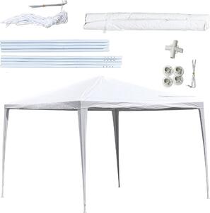 Tenda per feste Kinzo 3x3 metri, padiglione e tendone impermeabile per giardino o terrazza - tenda per feste incl. picchetti e funi - altezza colmo 2,5 m - plastica - bianco