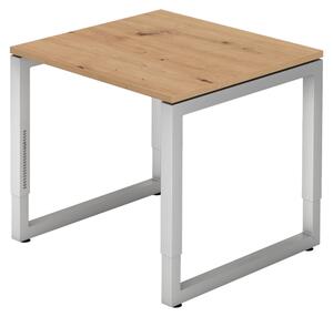 Bümö Scrivania Serie-R - Struttura: argento, decorazione: rovere nodoso, dimensioni: 80 x 80 cm