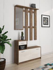 Mobile da ingresso sospeso con scarpiera bianco e quercia 100x190h cm - Garolfo