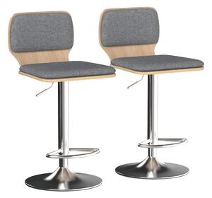 HOMCOM Set da 2 sgabelli da bar sgabelli regolabili in altezza schienale poggiapiedi girevoli 360° 41x47,5x81-102cm grigio | Aosom Italy