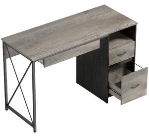 HOMCOM Scrivania gaming 120×50cm tavolo gaming industriale con vassoio tastiera, scomparto aperto e 2 cassetti, grigio | Aosom Italy