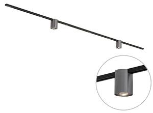 Sistema a binario moderno nero con 2 faretti color canna di fucile monofase - Iconic Rondoo Up