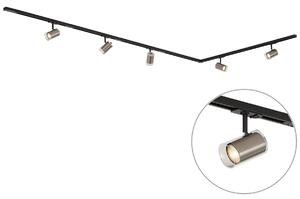 Sistema a binario monofase moderno nero con 5 faretti color canna di fucile - Iconic Lloyd