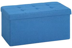 HOMCOM Pouf Contenitore, Panca Contenitore Pieghevole 84 L 76x38x38 cm Rivestito in Lino Sintetico Azzurro chiaro | Aosom Italy