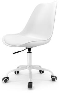 Sedia da ufficio scandinava, con rotelle, regolabile in altezza, bianca