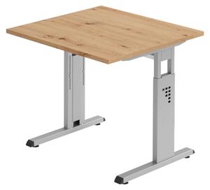 Bümö Scrivania Serie-O - Struttura: argento, decorazione: rovere nodoso, dimensioni: 80 x 80 cm