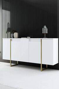 Credenza bianca e oro elegante 160x35x80h cm 4 ante - Arta