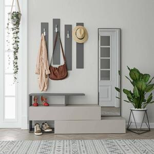 Mobile per ingresso sospeso con specchio 2 ante tortora e antracite 137x54h cm - Ascari