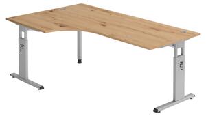 Bümö Scrivania Serie-O - Struttura: argento, finitura: rovere nodoso, dimensioni: scrivania angolare 200 x 120 cm