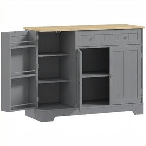 HOMCOM Credenza da Cucina Mobile Cucina con 3 Ripiani sulle Ante Cassetto Ripiani Regolabili per Sala da Pranzo 105x40x83 cm Grigio | Aosom Italy