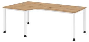 Bümö Scrivania Serie H - Finitura: rovere nodato, Dimensioni: scrivania angolare 200 x 120 cm, Struttura: bianco