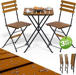 CASARIA® Set di mobili da giardino per balcone 2 persone Completamente assemblato Legno certificato FSC® resistente alle intemperie Pieghevole Terrazza da giardino Acacia Tavolo in metallo 2 Sedie 3 pz