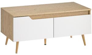 HOMCOM Tavolino da Salotto con 2 Cassetti Tavolino Basso per Soggiorno con Gambe in Legno di Pino 100x50x46cm Rovere | Aosom Italy