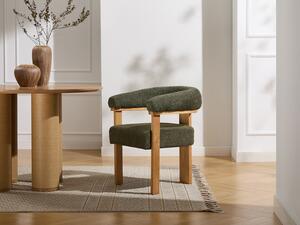 Sedia con braccioli in Tessuto bouclette e Legno di hevea naturale Kaki - LIVELIA