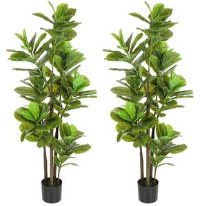 HOMCOM Set da 2 piante artificiali da interno 150 cm, ficus lyrata con vaso in cemento, verde | Aosom Italy