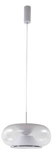 Lucande LED a sospensione Orasa, vetro, bianco/chiaro, Ø 43 cm