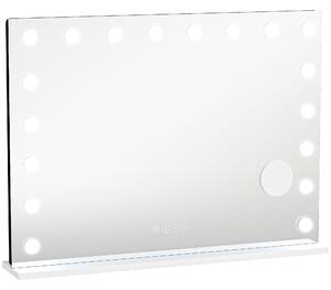 HOMCOM Specchio Hollywood per trucco con 18 lampade LED dimmerabili, 3 colori, luce RGB, altoparlante Bluetooth, ingrandimento 10x Bianco | Aosom Italy
