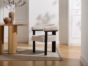 Sedia con braccioli in Velluto a coste e Legno di hevea nero Beige - Lotto di 2 - LIVELIA