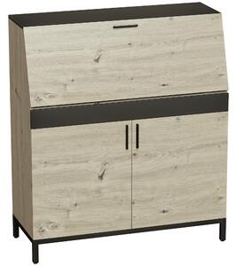 HOMCOM Scrivania da segretario in stile industriale con ripiani e struttura metallica 100 cm Legno naturale e Nero | Aosom Italy